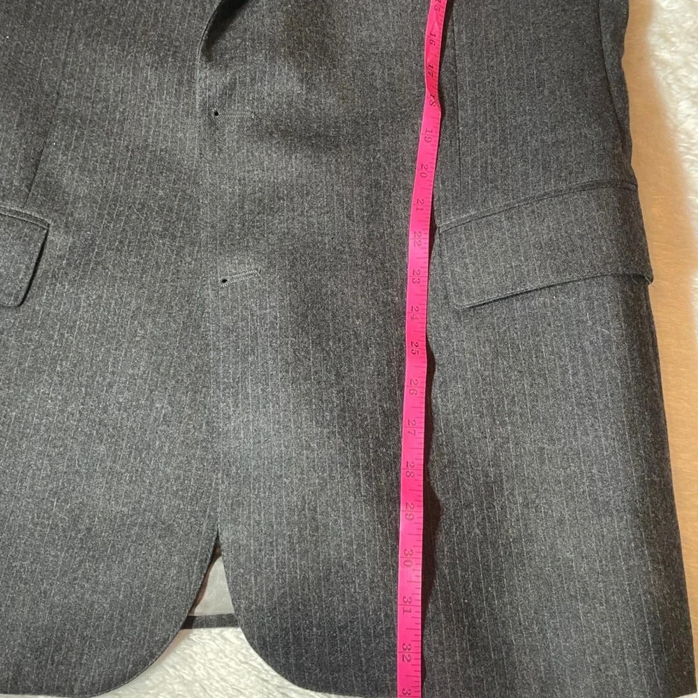 VTG English Manor 43L Blazer 100 Pure Wool Pinstripe Charcoal Gray Dark Academia